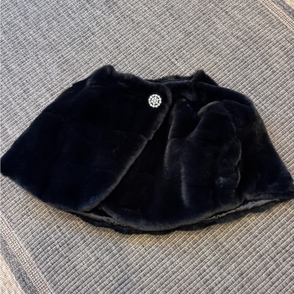 Nina Leonard Midnight Black Faux Fur Stole